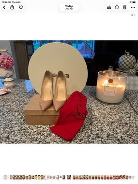 Christian Louboutin Nude Patent Pointed-Toe Pumps